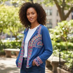 Soft Surroundings Embroidered Knit Cardigan